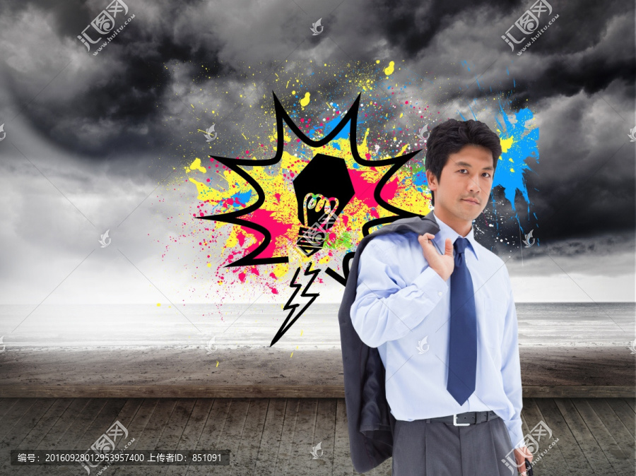 商人拎著外套的復(fù)合形象
