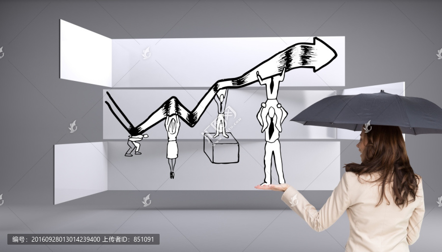 女商人撐著傘的復(fù)合形象