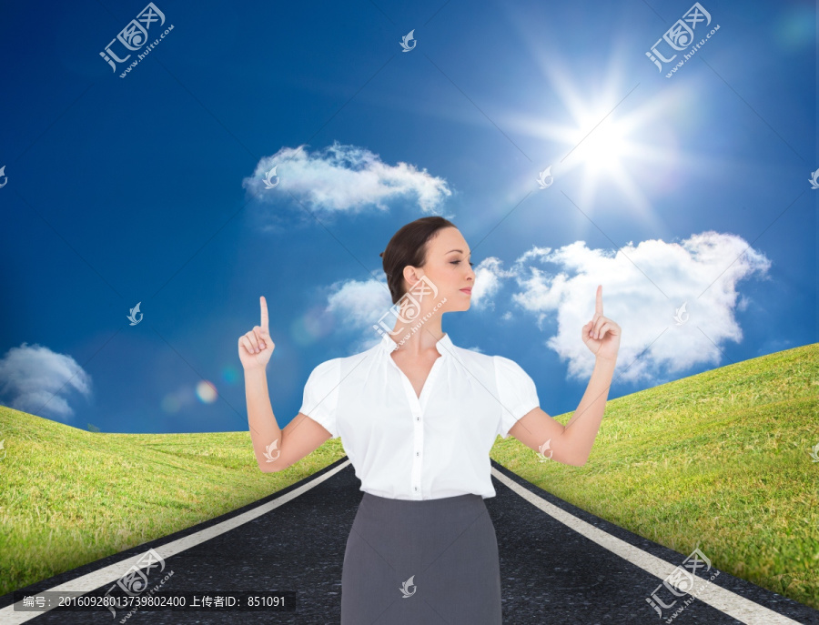 女商人做著手勢的復合形象