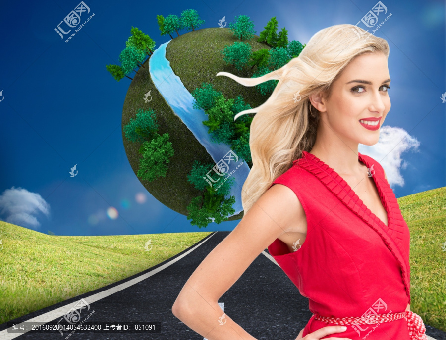 金發(fā)美女微笑著的復(fù)合形象