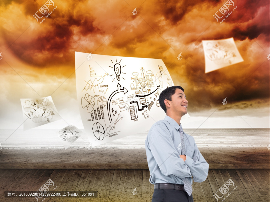 微笑亞洲商人的復(fù)合形象