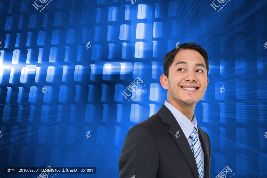 微笑亞洲商人的復合形象