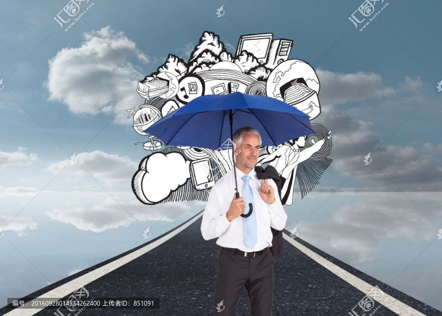 商人撐著傘的復(fù)合形象