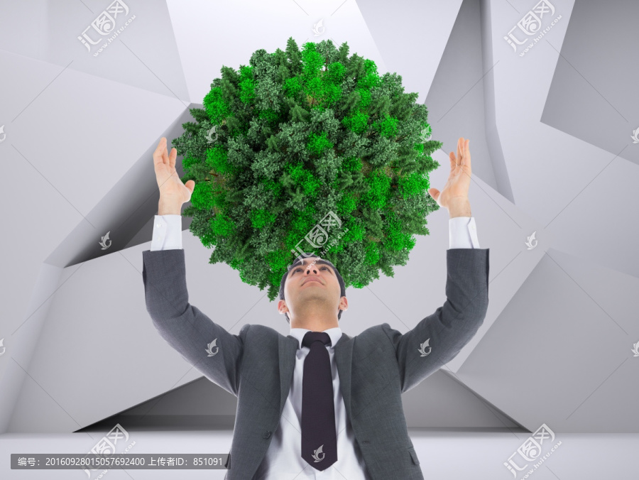 商人高舉著雙手的復(fù)合形象