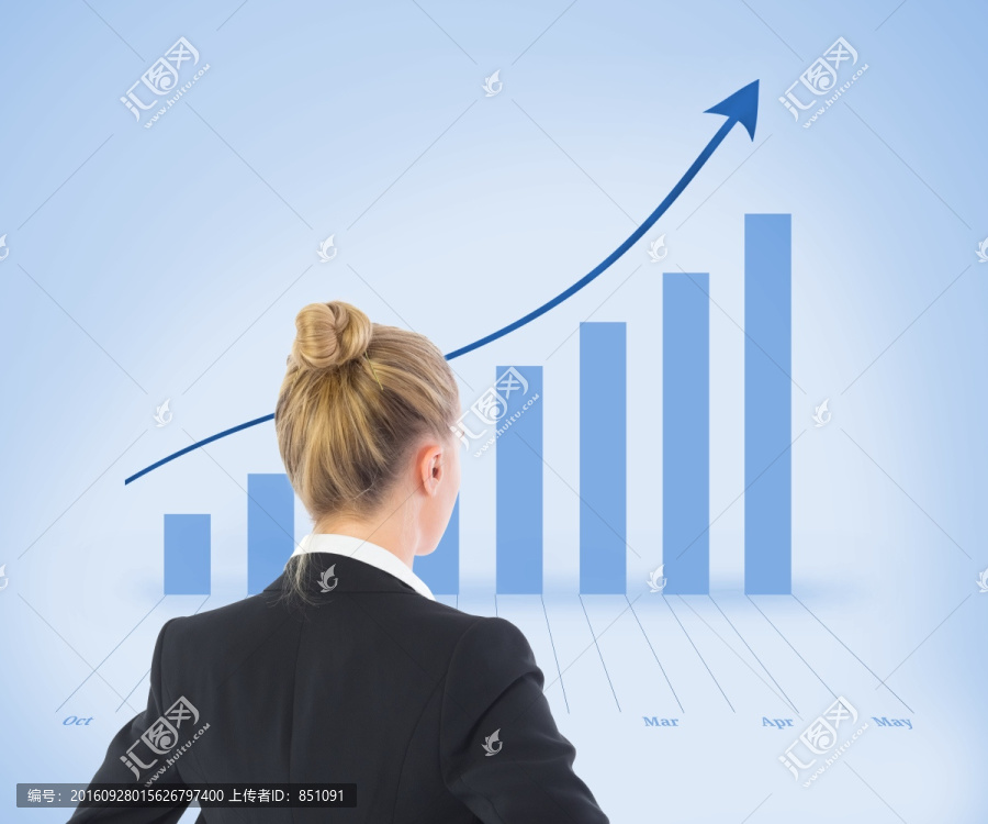 金發(fā)女商人站著的復合圖像