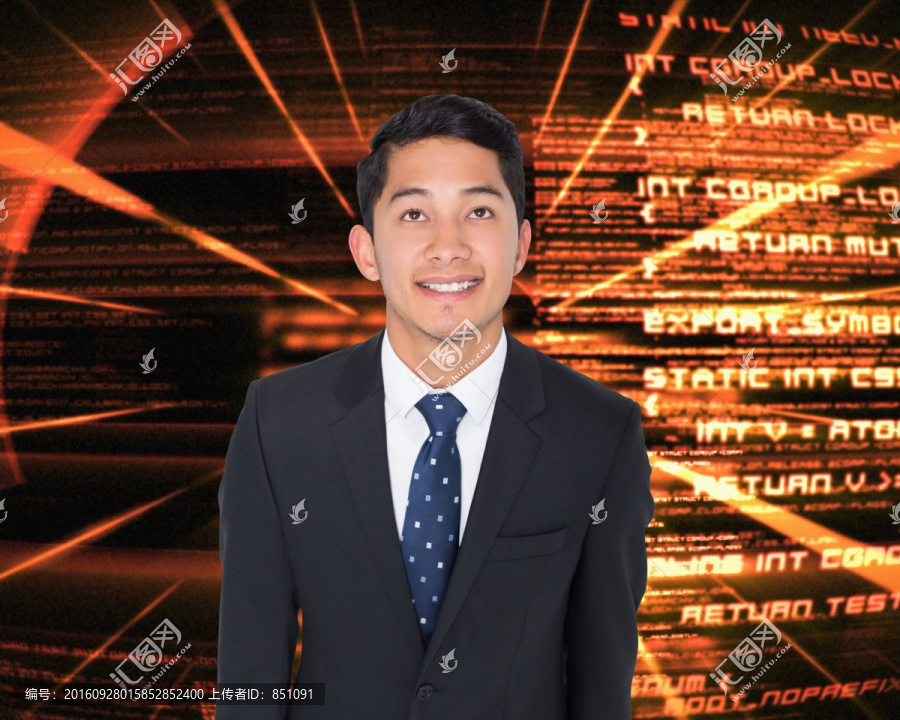 微笑亞洲商人的復合形象
