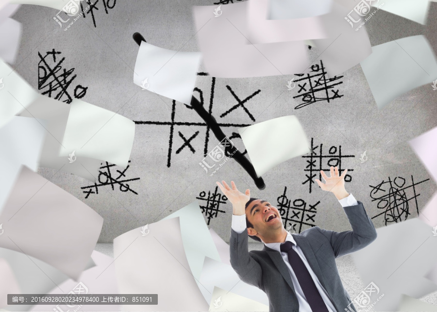 商人高舉著雙手的復(fù)合形象