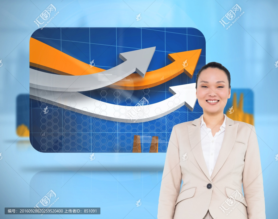 微笑的亞洲商人的復(fù)合圖像