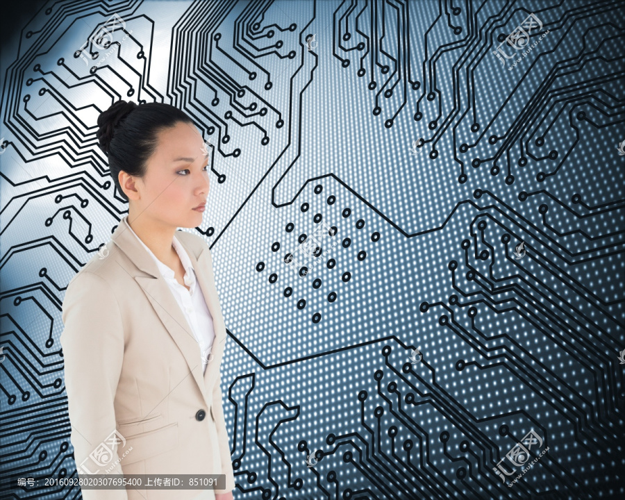 表情嚴(yán)肅的亞洲商人的復(fù)合圖像