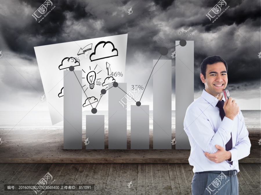 面帶微笑的商人戴眼鏡的復(fù)合形象