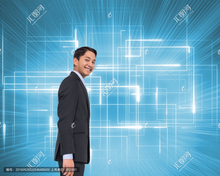 微笑亞洲商人的復合形象