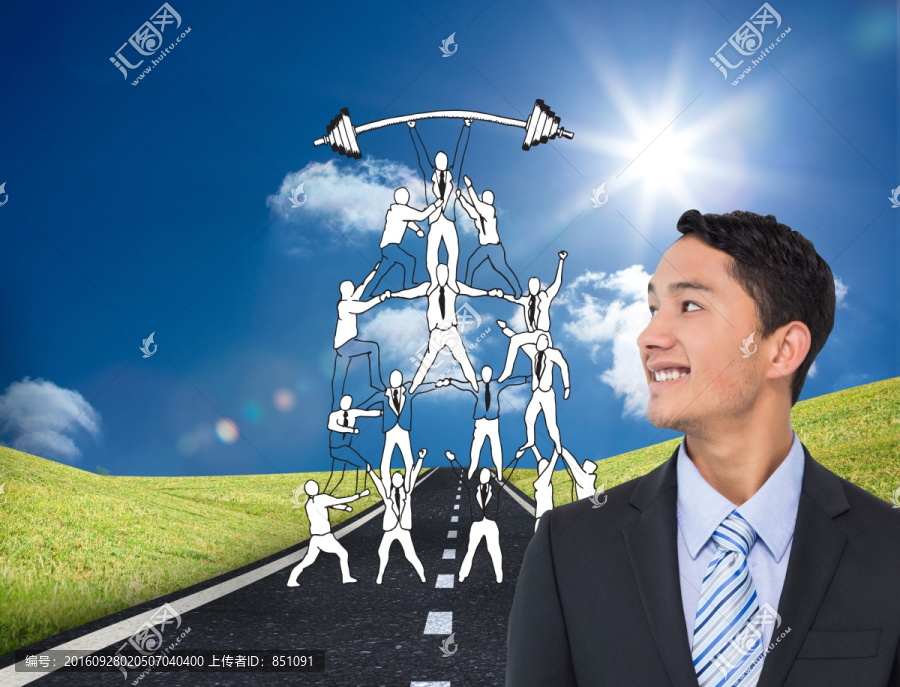 微笑亞洲商人的復(fù)合形象