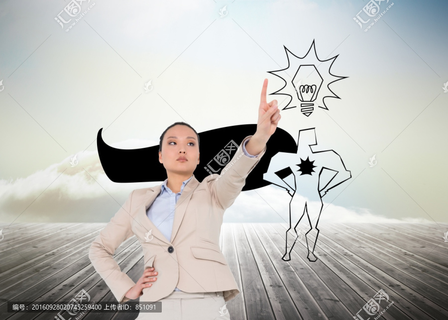 女商人指著復(fù)合圖像
