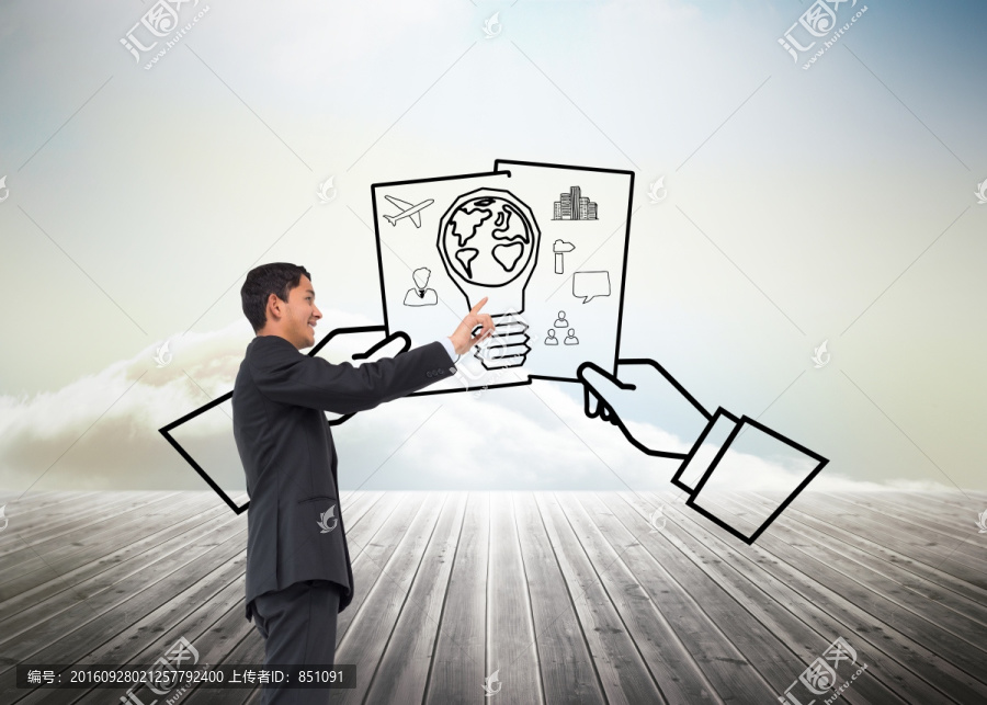 面帶微笑的亞洲商人的組合形象