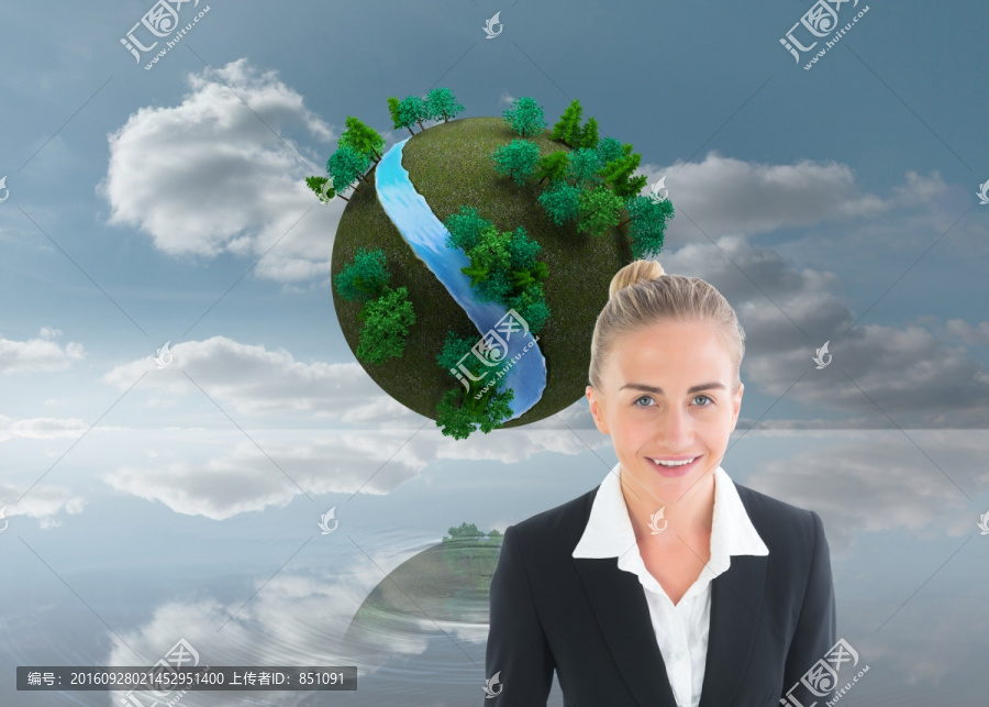 女商人看著鏡頭的復(fù)合形象