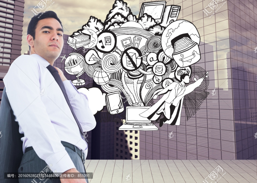 表情嚴(yán)肅的商人的復(fù)合圖像