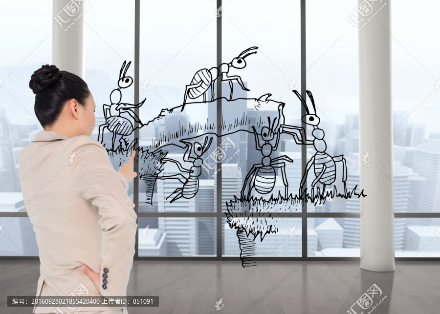 亞洲商人指向復合圖像