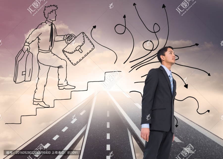 嚴肅的亞洲商人的復合形象