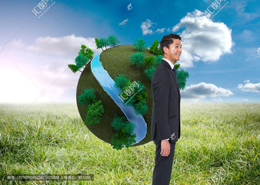 微笑亞洲商人的復(fù)合形象