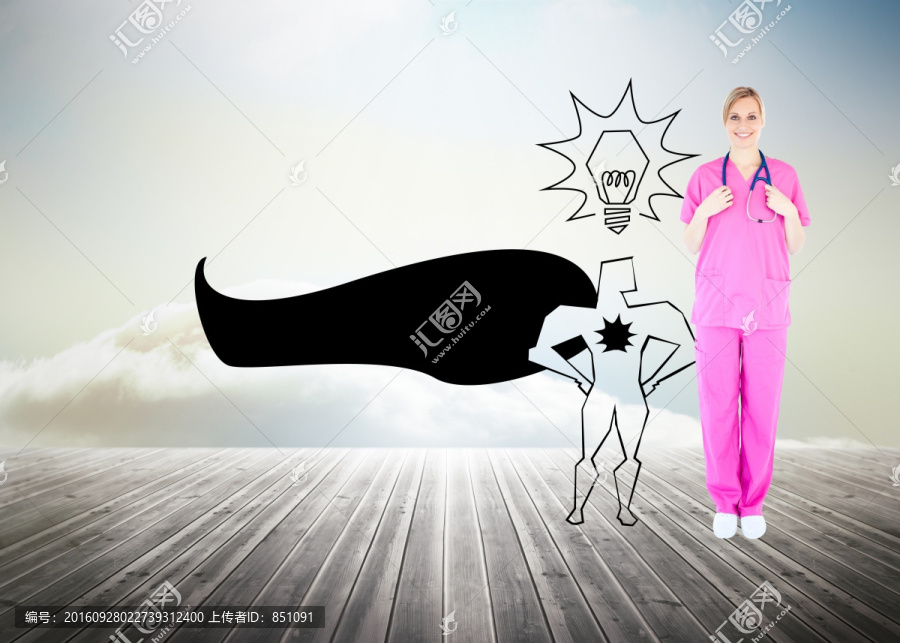 女醫(yī)生拿著聽診器的復合圖像