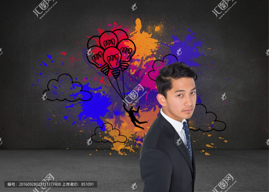 嚴肅的亞洲商人的復合形象