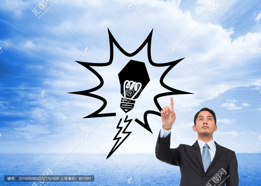 嚴(yán)肅的商人指向復(fù)合圖像