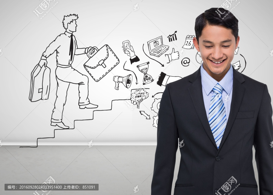 微笑亞洲商人的復合形象