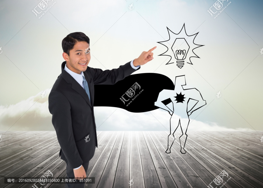 面帶微笑的亞洲商人的組合形象