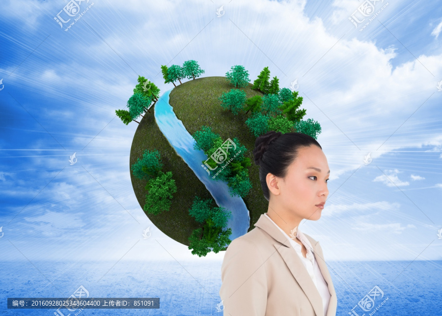 表情嚴(yán)肅的亞洲商人的復(fù)合圖像