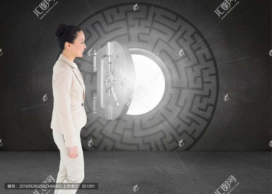 微笑的亞洲商人的復(fù)合圖像