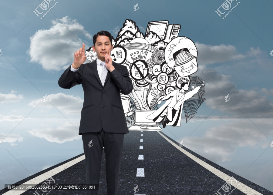 不茍言笑的商人指向復合圖像