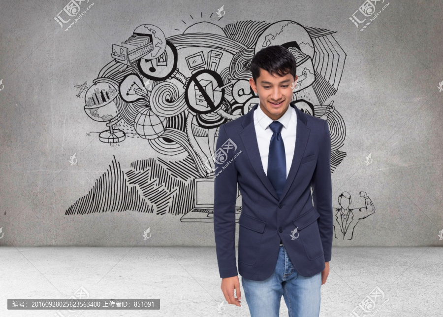 男人微笑著看著鏡頭的復合形象