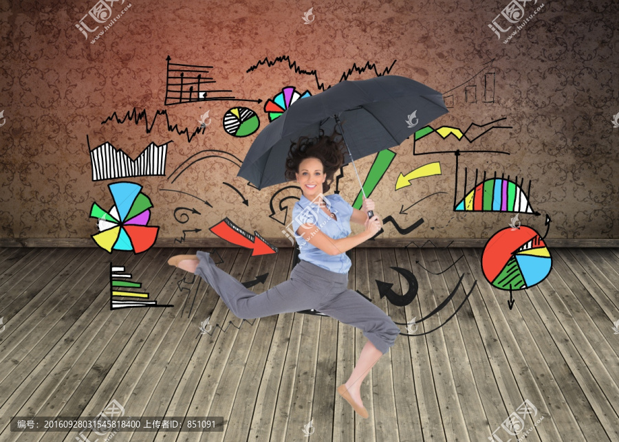 女商人撐著傘的復(fù)合形象