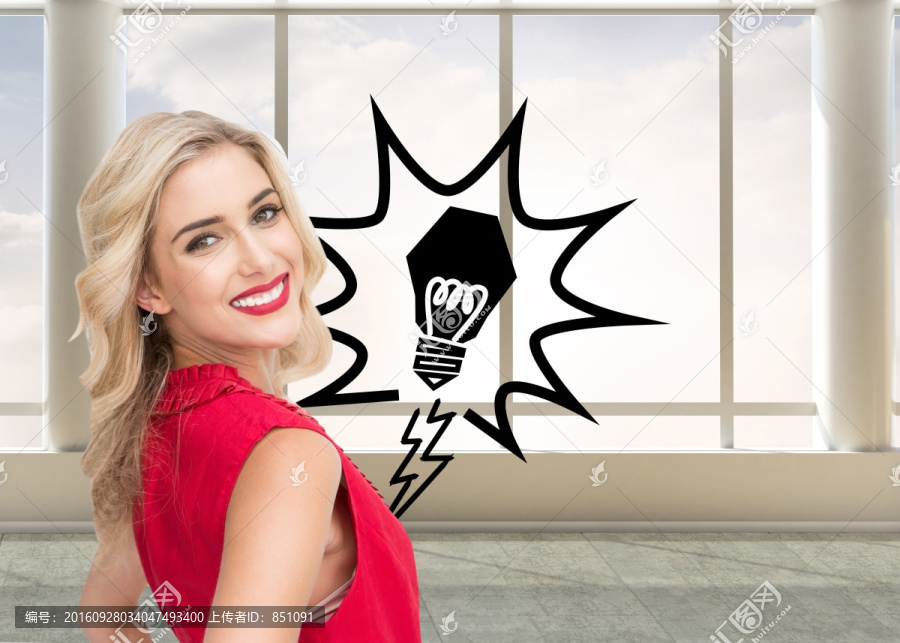 金發(fā)美女微笑著的復(fù)合形象