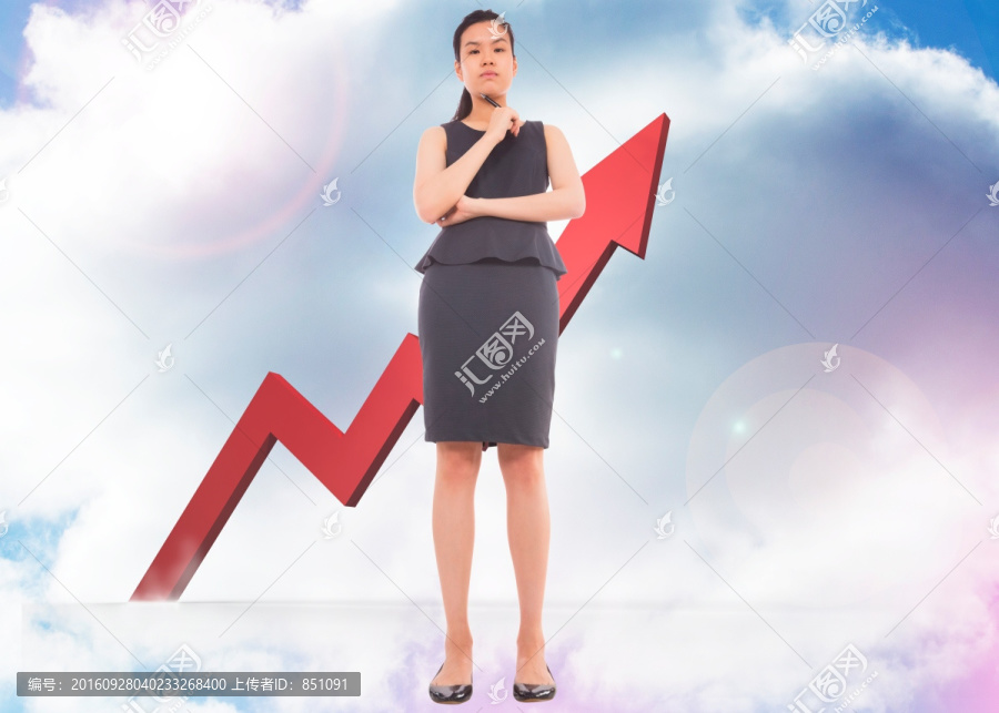 女商人拿著筆的復合形象