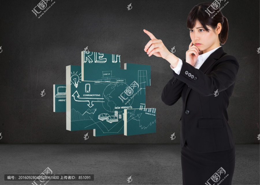 女商人指著前方的復(fù)合形象