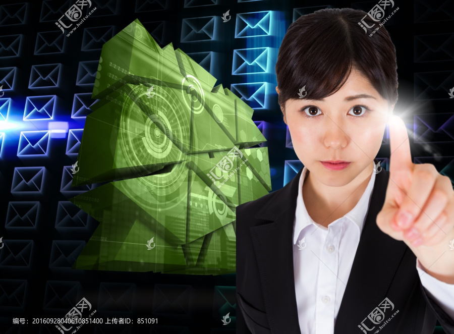 女人嚴(yán)肅的指著前方的復(fù)合形象