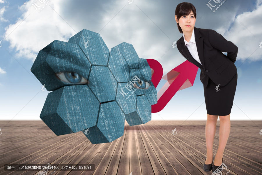 女商人看著前方的復合形象