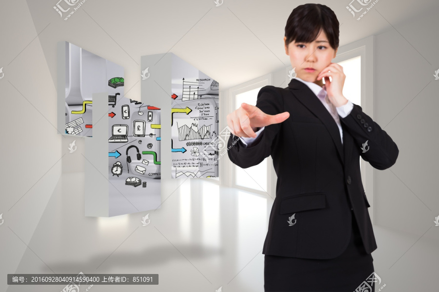 女商人指著前方的復(fù)合形象
