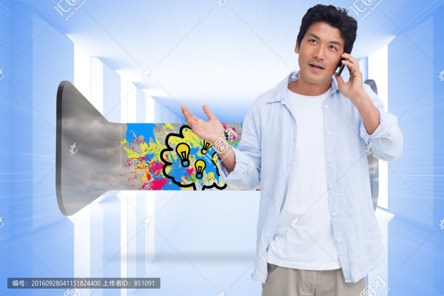 商人打著電話的復(fù)合形象