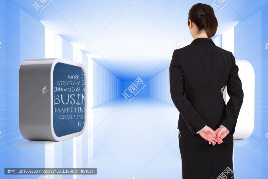 女商人背對(duì)著鏡頭的復(fù)合形象