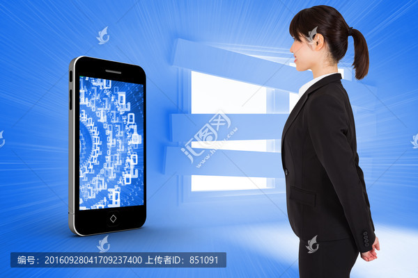女商人側(cè)身對(duì)著鏡頭的復(fù)合形象