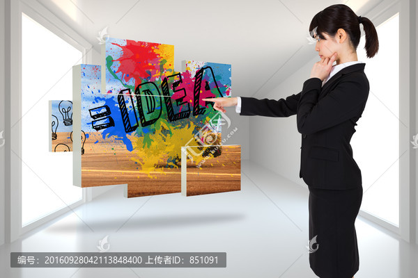 女商人指著前方的復(fù)合形象