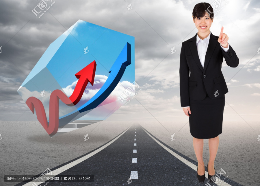 女商人指著前方的復(fù)合形象