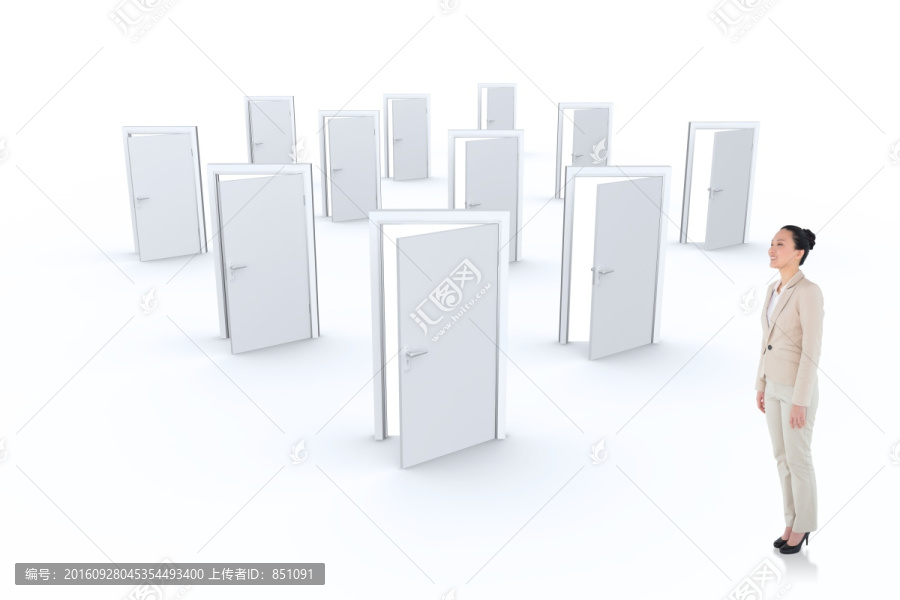 女商人側(cè)身站立的復(fù)合形象