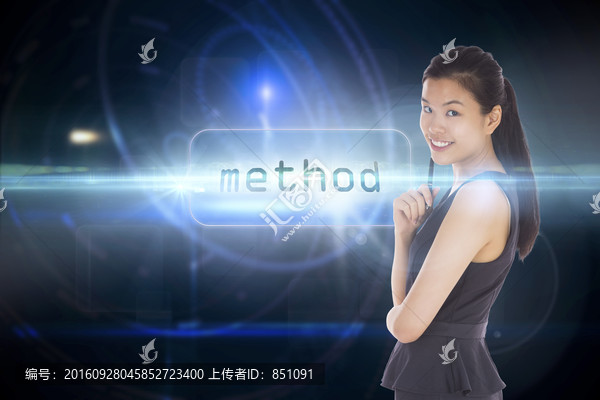 女商人對著鏡頭微笑著的復(fù)合形象