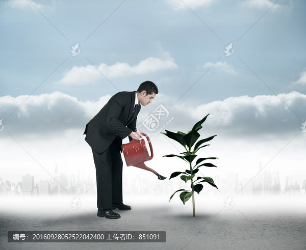 商人拎著灑水壺的復(fù)合形象