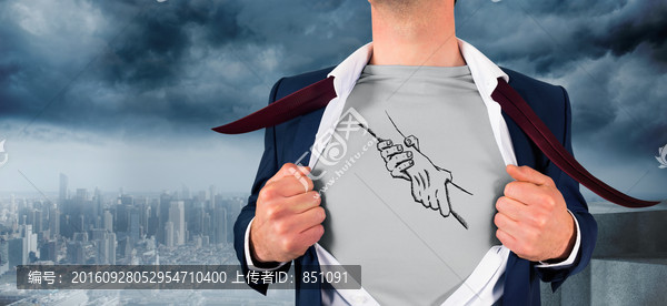 商人拉著衣服的復合形象