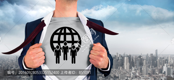 商人拉著衣服的復合形象