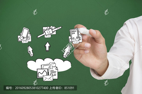 商人拿著筆書(shū)寫(xiě)的復(fù)合形象
